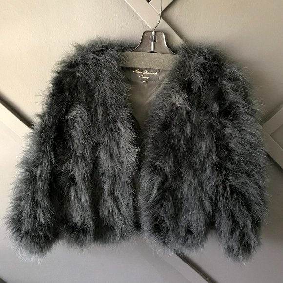 Linda Richards Cropped Black Feather Bolero Jacket Gatsby Attire - Picture 1 of 4